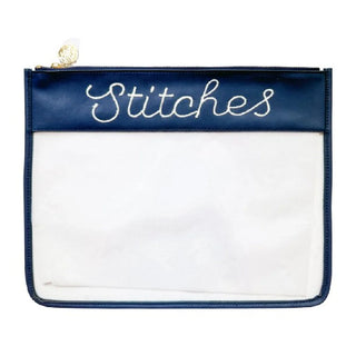 Large Stitches Project Bag - Navy