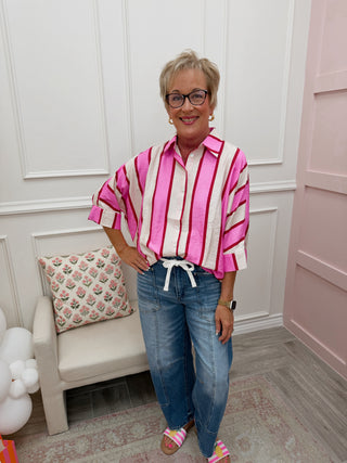 Get Together Top - Cream Pink