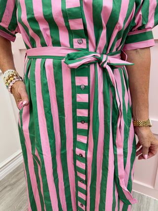 Newport Stripe Dress - Green