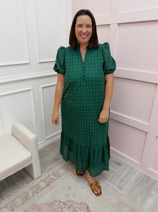 Hydrangea Eyelet Midi Dress