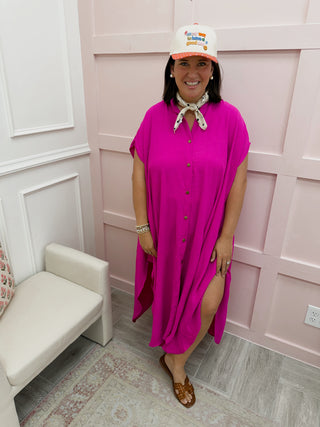 Summer In Greece Dress - Fuchsia