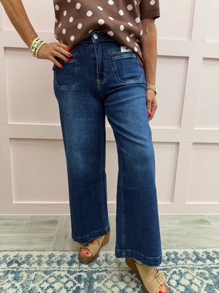 Mica Denim: High Rise Wide Ankle Jean