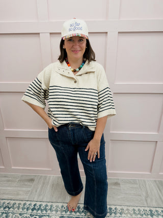 Uptown Striped Top - Ecru