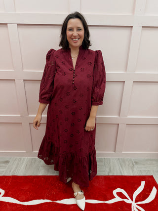Dannielle Midi Dress - Burgundy