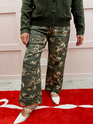 Olive Floral Pant