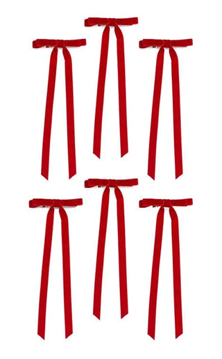 Set Of 6 Decorative Bows - Red