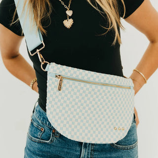 Westlyn Woven Bag - Checkered Sky Blue